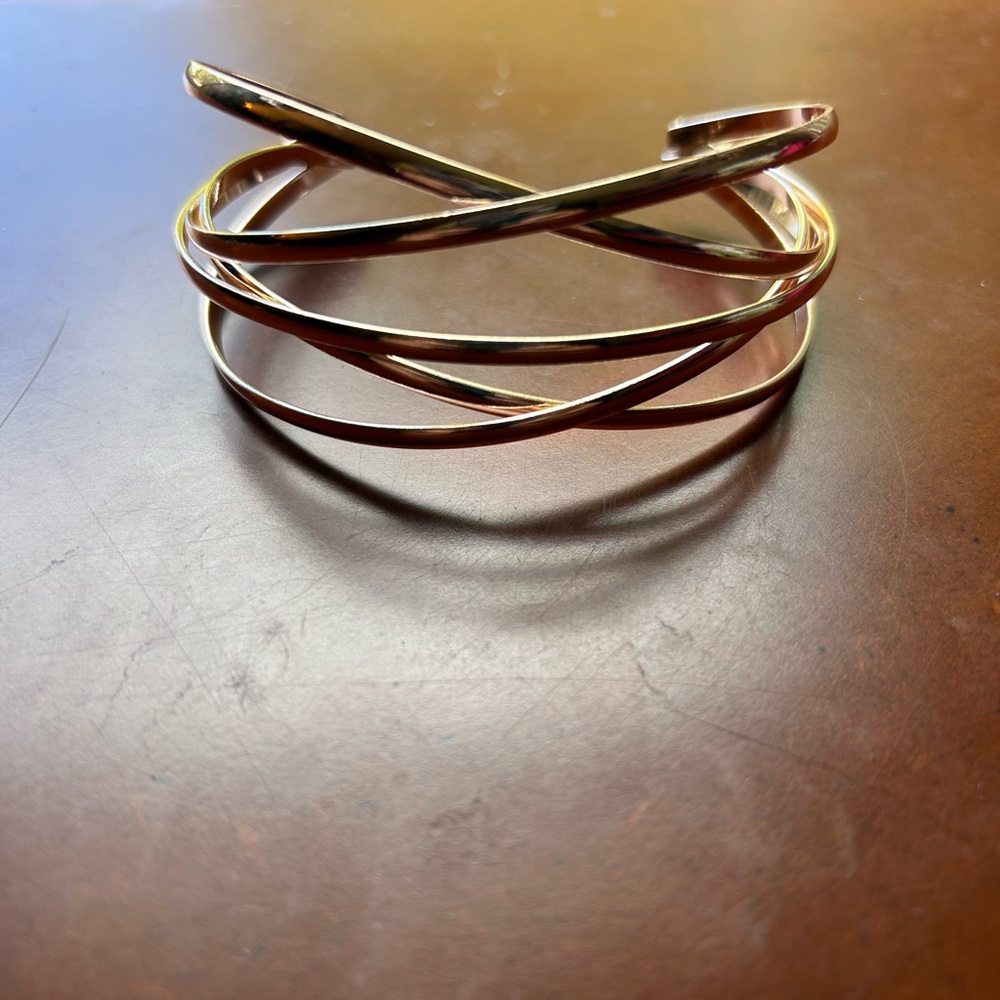Elegant Rose Gold Tone Cuff Bracelet